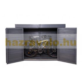   Kerékpár garázs szerszámos kisház, zárható kerékpár tároló 2 bicikli számára fenyőfából antracit
