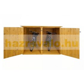   Kerékpár garázs szerszámos kisház, zárható kerékpár tároló 2 bicikli számára fenyőfából natúr