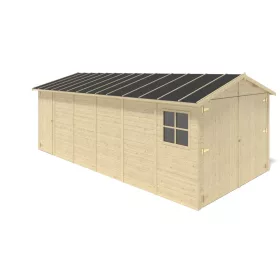   Fából készült garázs 18,19 m2 készgarázs 305x591 cm nem impregnált nyeregtetős fa garázs natúr kocsibeálló