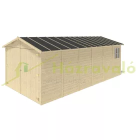 Fából készült garázs 18,19 m2 készgarázs 305x591 cm nem impregnált nyeregtetős mobilgarázs natúr fagarázs kocsibeálló