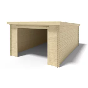 Fából készült garázs 24 m2 készgarázs 400x600 cm nem impregnált lapos tetős mobilgarázs natúr fagarázs kocsibeálló