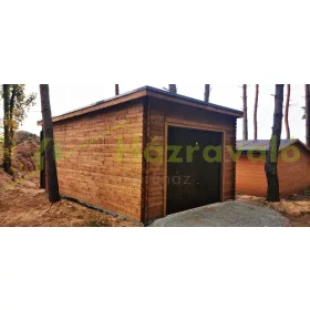   Fából készült garázs 24 m2 készgarázs 400x600 cm nem impregnált lapos tetős natúr fa garázs kocsibeálló
