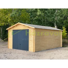   Fából készült garázs 24 m2 készgarázs 400x600 cm nem impregnált nyeregtetős natúr fa garázs kocsibeálló