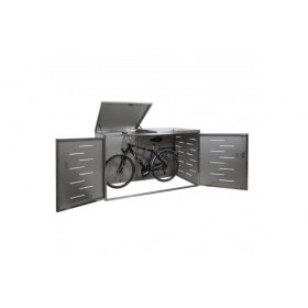   Rozsdamentes kerékpár garázs szerszámos kisház, zárható kerékpár tároló 118x200x150 cm inox