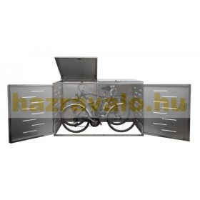   Rozsdamentes kerékpár garázs szerszámos kisház, zárható kerékpár tároló 118x200x150 cm inox