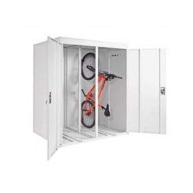   Kerékpár garázs függőlegesen tárolható zárható 2 bicikli számára fém világosszürke 