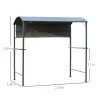 Grillpavilon tetővel ellátott 2 polccal ellátott 218x138x216 cm BBQ pavilon poliészter fekete