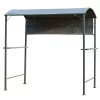Grillpavilon tetővel ellátott 2 polccal ellátott 218x138x216 cm BBQ pavilon poliészter fekete