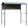 Grillpavilon tetővel ellátott 2 polccal ellátott 218x138x216 cm BBQ pavilon poliészter fekete