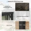 kb. 3 x 4,3 m, szabadon álló terasztető ferde polikarbonát tetővel, falra szerelhető, sötétszürke