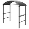 Grillpavilon oldalsó polcokkal és akasztókkal 233x110 cm BBQ pavilon sötétszürke