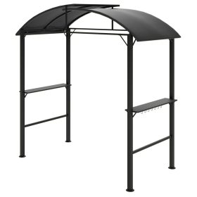   Grillpavilon oldalsó polcokkal és akasztókkal 233x110 cm BBQ pavilon sötétszürke