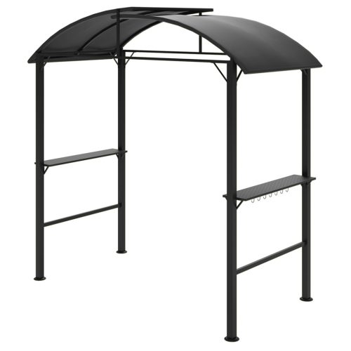 Grillpavilon oldalsó polcokkal és akasztókkal 233x110 cm BBQ pavilon sötétszürke
