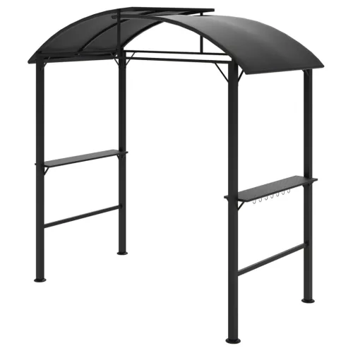 Grillpavilon oldalsó polcokkal és akasztókkal 233x110 cm BBQ pavilon sötétszürke