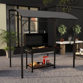   Kerti grill pavilon  215x150x182/220 cm sötétszürke grill sátor kerti grill árnyékoló pavilon