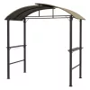 Grillpavilon polcokkal 110x230 cm BBQ pavilon két oldalsó ablakkal khaki színű