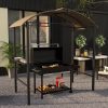 Grillpavilon polcokkal 110x230 cm BBQ pavilon két oldalsó ablakkal khaki színű