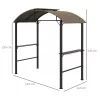 Grillpavilon polcokkal 110x230 cm BBQ pavilon két oldalsó ablakkal khaki színű