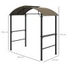 Grillpavilon polcokkal 110x230 cm BBQ pavilon két oldalsó ablakkal khaki színű