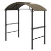 Grillpavilon polcokkal 110x230 cm BBQ pavilon két oldalsó ablakkal khaki színű