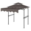 Grillpavilon állítható napellenzővel 242x149x248 cm dupla tetős BBQ pavilon grillsátor 