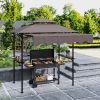 Grillpavilon állítható napellenzővel 242x149x248 cm dupla tetős BBQ pavilon grillsátor 