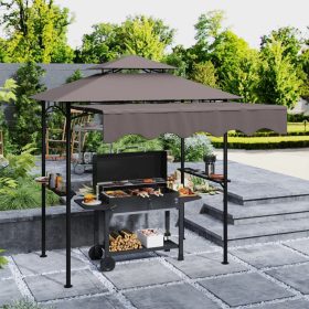   Grillpavilon állítható napellenzővel 242x149x248 cm dupla tetős BBQ pavilon grillsátor 