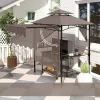 Grillpavilon állítható napellenzővel 242x149x248 cm dupla tetős BBQ pavilon grillsátor 