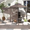 Grillpavilon állítható napellenzővel 242x149x248 cm dupla tetős BBQ pavilon grillsátor 