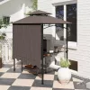 Grillpavilon állítható napellenzővel 242x149x248 cm dupla tetős BBQ pavilon grillsátor 