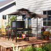 Grillpavilon állítható napellenzővel 242x149x248 cm dupla tetős BBQ pavilon grillsátor 