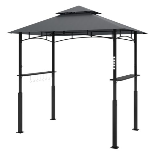 Kerti grillsátor LED világítással 243x148x248 cm szürke grillpavilon