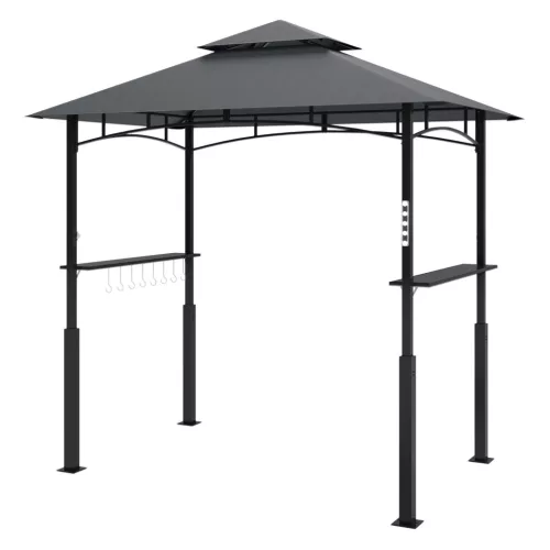 Kerti grillsátor LED világítással 243x148x248 cm szürke grillpavilon