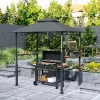 Kerti grillsátor LED világítással 243x148x248 cm szürke grillpavilon