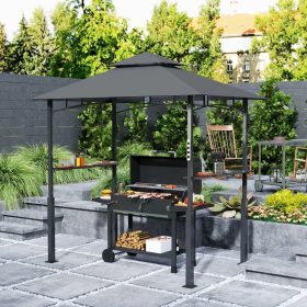   Kerti grillsátor LED világítással 243x148x248 cm szürke grillpavilon
