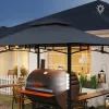 Kerti grillsátor LED világítással 243x148x248 cm szürke grillpavilon