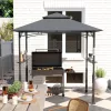 Kerti grillsátor LED világítással 243x148x248 cm szürke grillpavilon