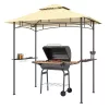 Grillpavilon LED világítással 240x150x258 cm vízlepergető kerti pavilon dupla rétegű tetővel