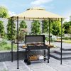 Grillpavilon LED világítással 240x150x258 cm vízlepergető kerti pavilon dupla rétegű tetővel