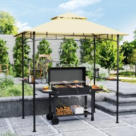   Grillpavilon LED világítással 240x150x258 cm vízlepergető kerti pavilon dupla rétegű tetővel