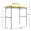 Grillpavilon LED világítással 240x150x258 cm vízlepergető kerti pavilon dupla rétegű tetővel