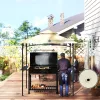 Grillpavilon LED világítással 240x150x258 cm vízlepergető kerti pavilon dupla rétegű tetővel