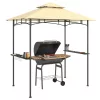Grillpavilon LED világítással 240x150x258 cm vízlepergető kerti pavilon dupla rétegű tetővel
