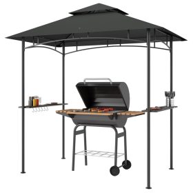   Kerti grillpavilon LED világítással 240x150x258 cm kerti grillsátor dupla rétegű tetővel