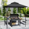 Kerti grillpavilon LED világítással 240x150x258 cm kerti grillsátor dupla rétegű tetővel