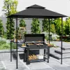 Kerti grillpavilon LED világítással 240x150x258 cm kerti grillsátor dupla rétegű tetővel