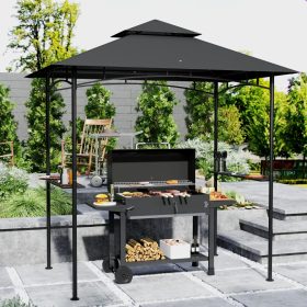   Kerti grillpavilon LED világítással 240x150x258 cm kerti grillsátor dupla rétegű tetővel