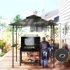 Kerti grillpavilon LED világítással 240x150x258 cm kerti grillsátor dupla rétegű tetővel