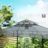 Kerti grillpavilon LED világítással 240x150x258 cm kerti grillsátor dupla rétegű tetővel