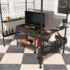 Grillpavilon dupla tetővel bézs BBQ pavilon polcokkal és tárolókosarakkal